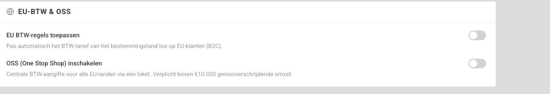 OSS (One Stop Shop) inschakelen