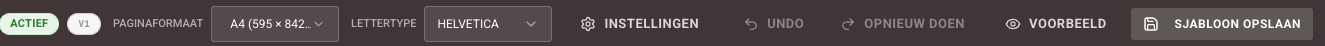 Paginaformaat · Lettertype · Instellingen